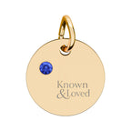 Engravable Birthstone Circle Charm — Personalized Sterling Pendant