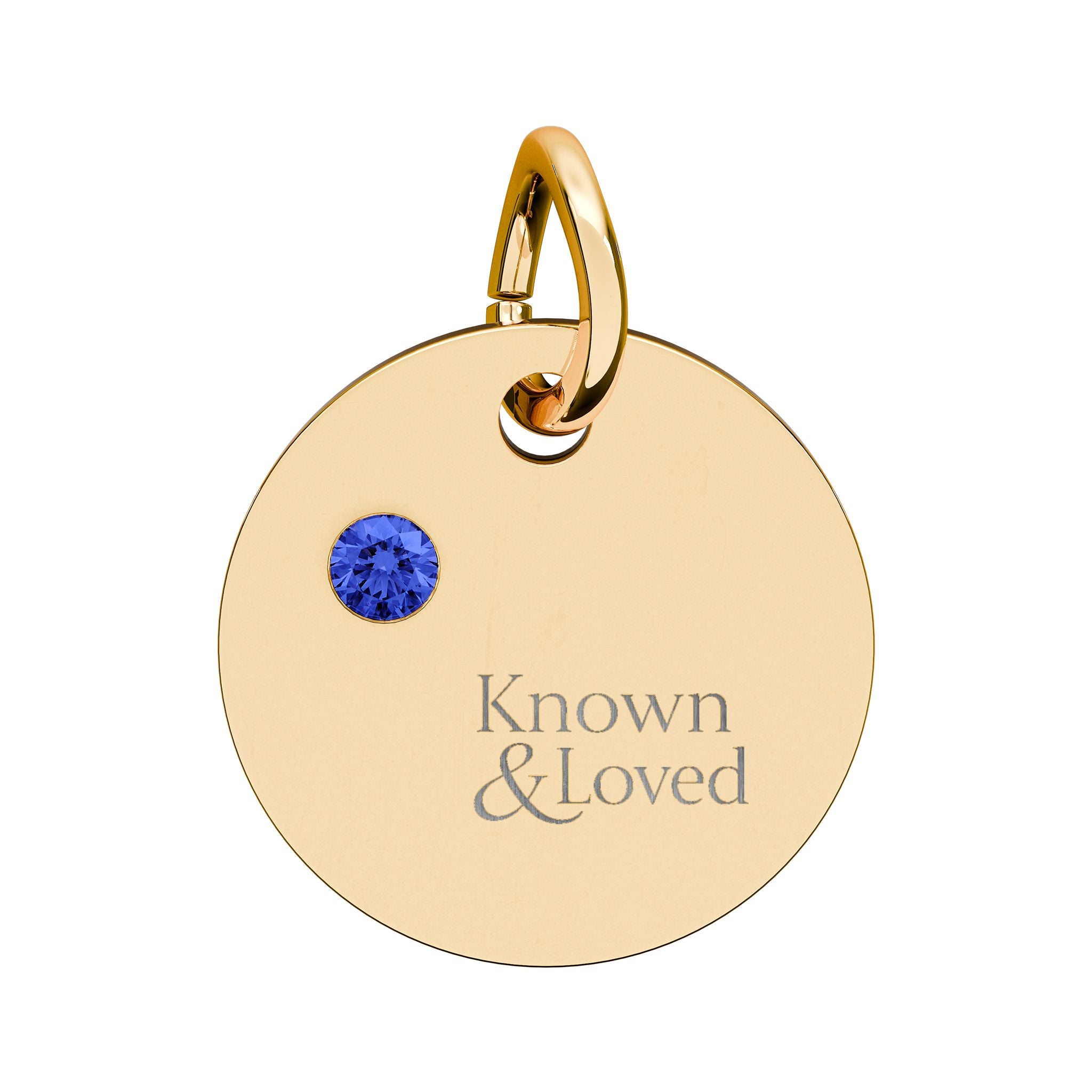 Engravable Birthstone Circle Charm — Personalized Sterling Pendant
