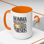 Momma Runs on Coffee Chaos & Jesus Mug