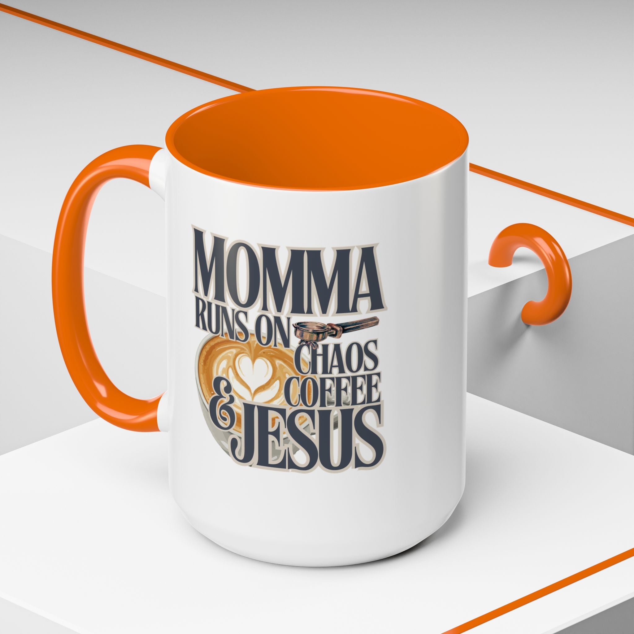 Momma Runs on Coffee Chaos & Jesus Mug