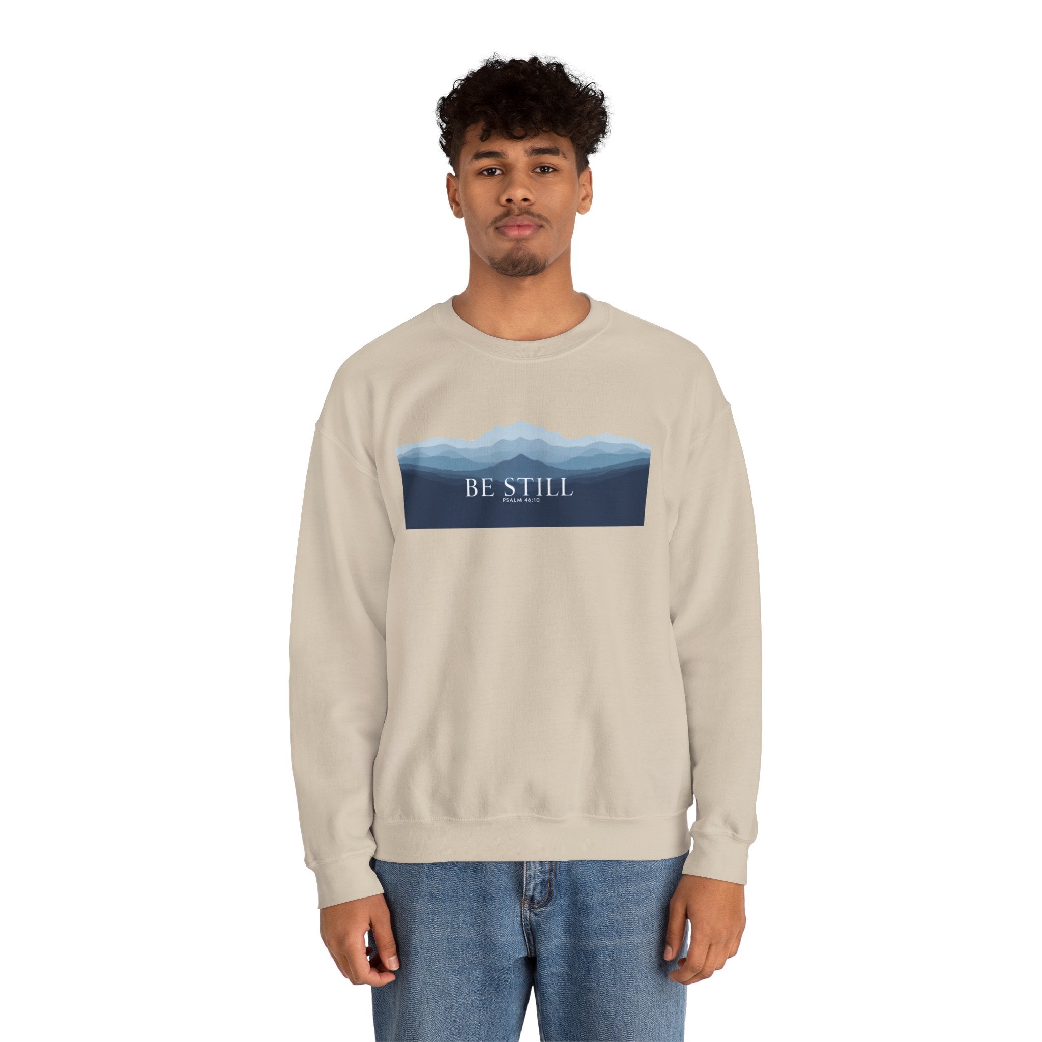 Be Still Mountain Sweatshirt — Calm Nature Crewneck
