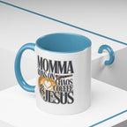 Momma Runs on Coffee Chaos & Jesus Mug