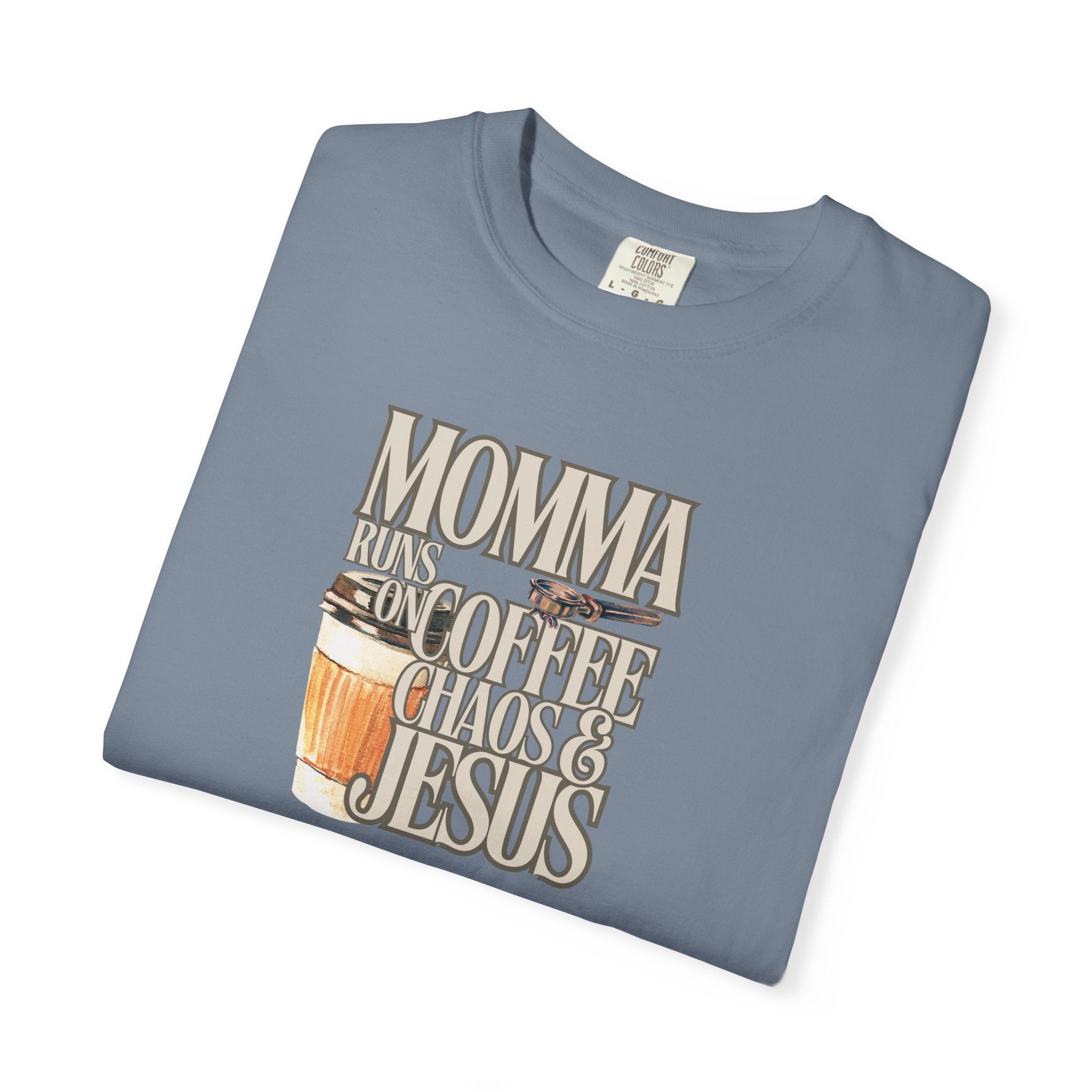Momma Runs on Coffee Chaos & Jesus T-Shirt