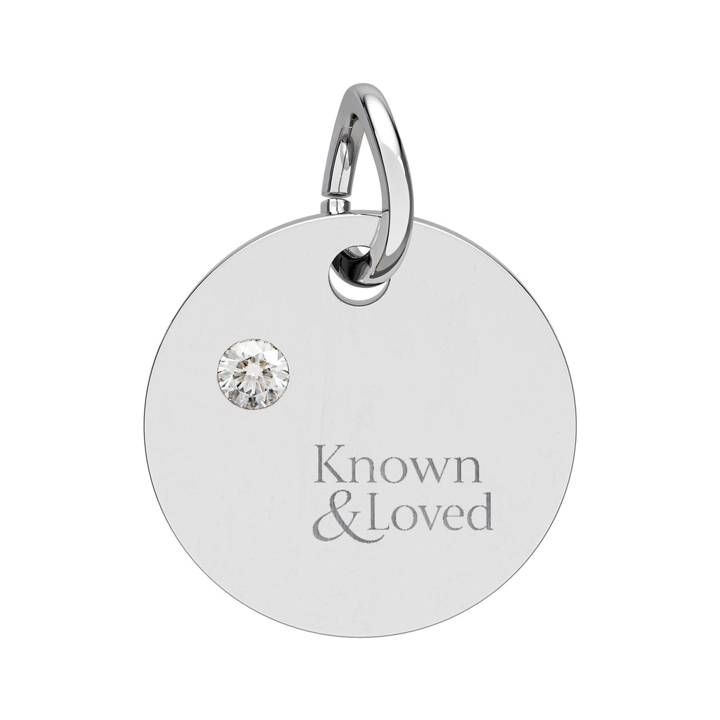 Engravable Birthstone Circle Charm — Personalized Sterling Pendant