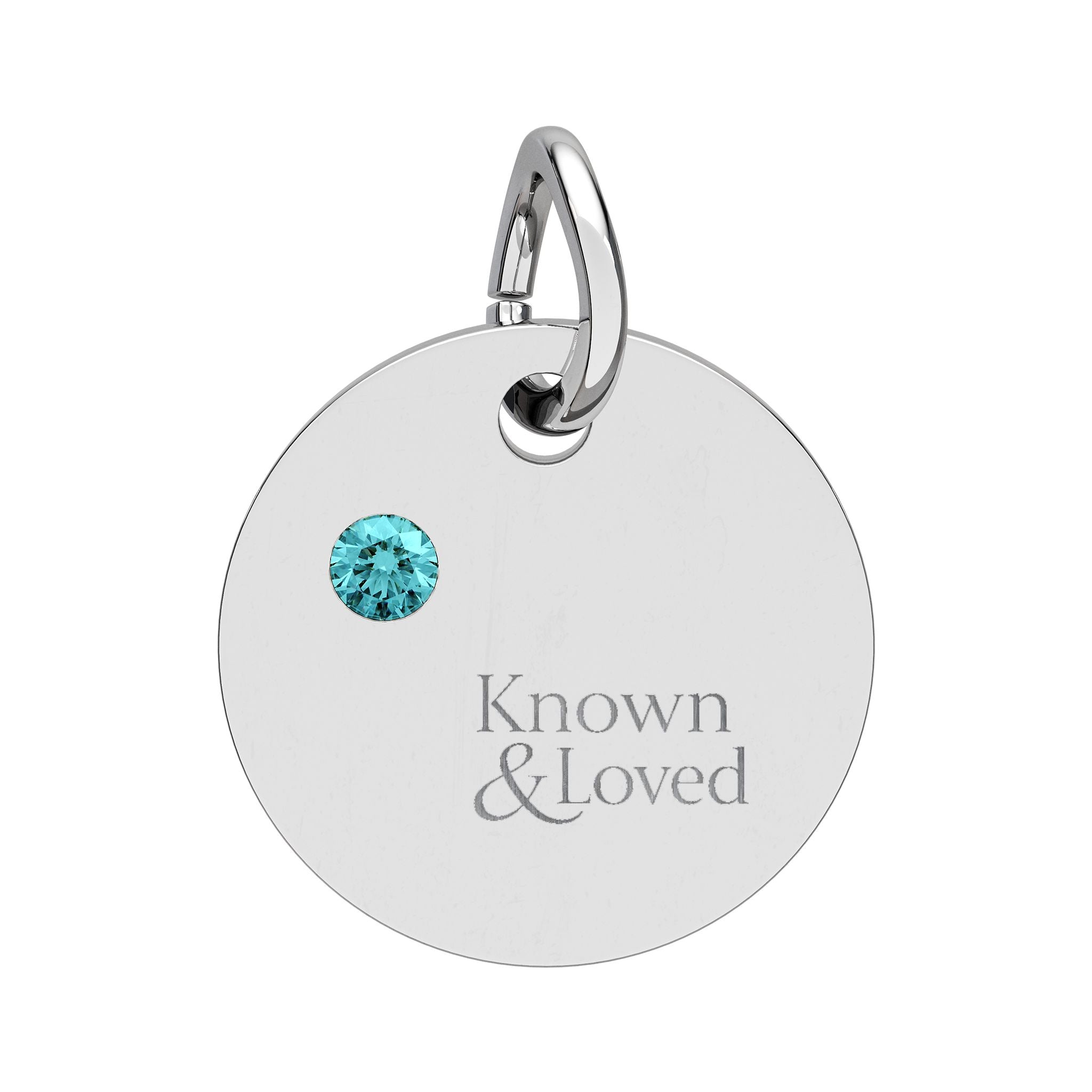 Engravable Birthstone Circle Charm — Personalized Sterling Pendant