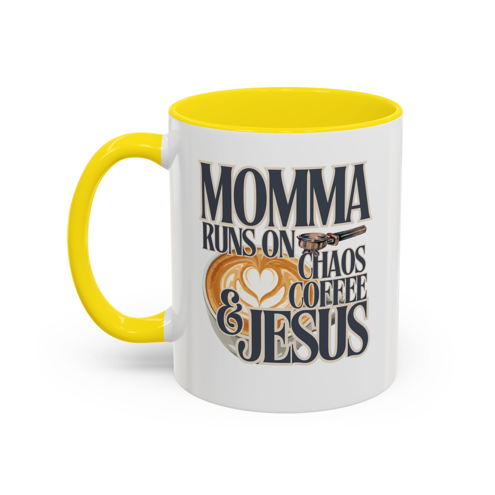 Momma Runs on Coffee Chaos & Jesus Mug