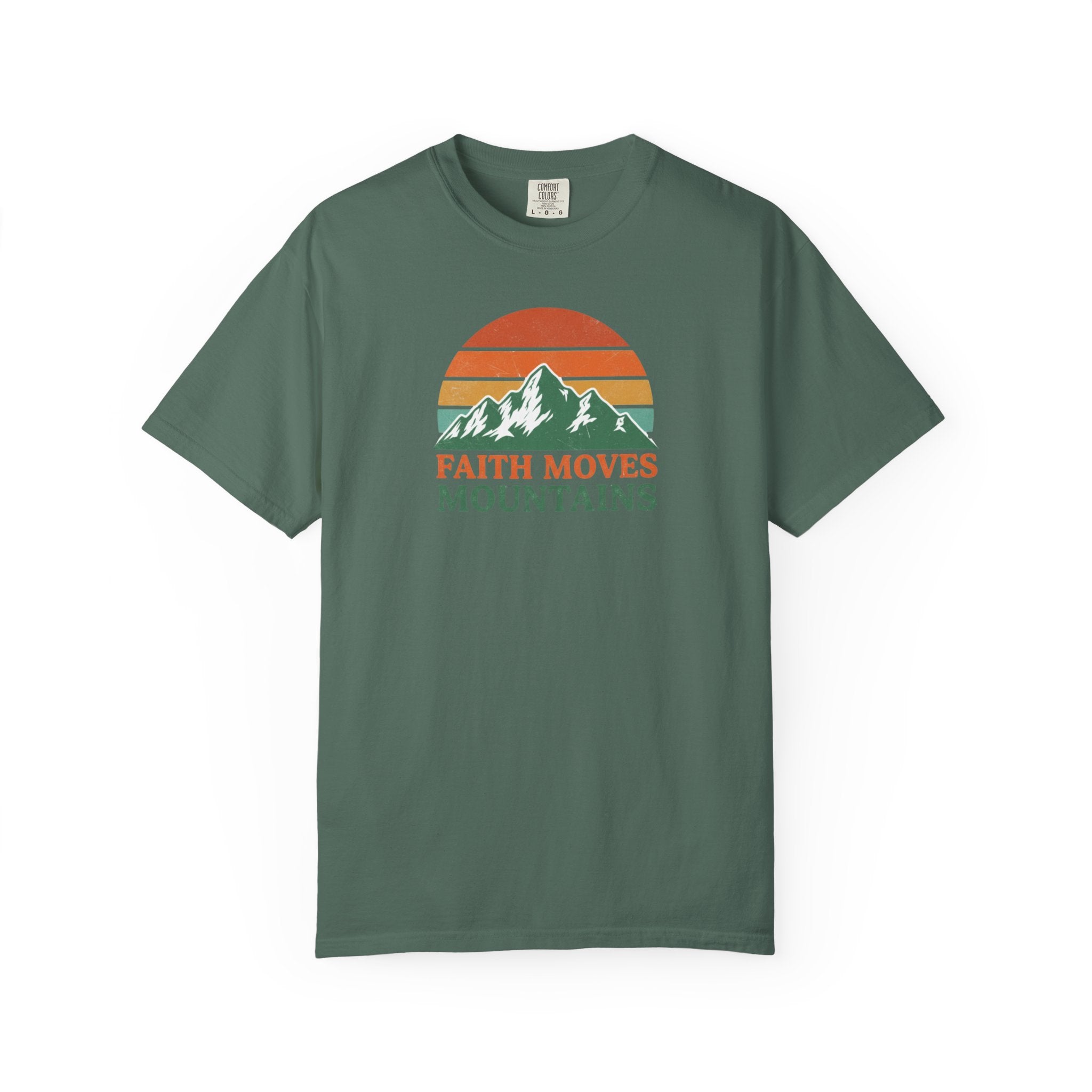 Faith Moves Mountains T-Shirt — Retro Mountain Graphic Christian Tee