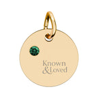 Engravable Birthstone Circle Charm — Personalized Sterling Pendant
