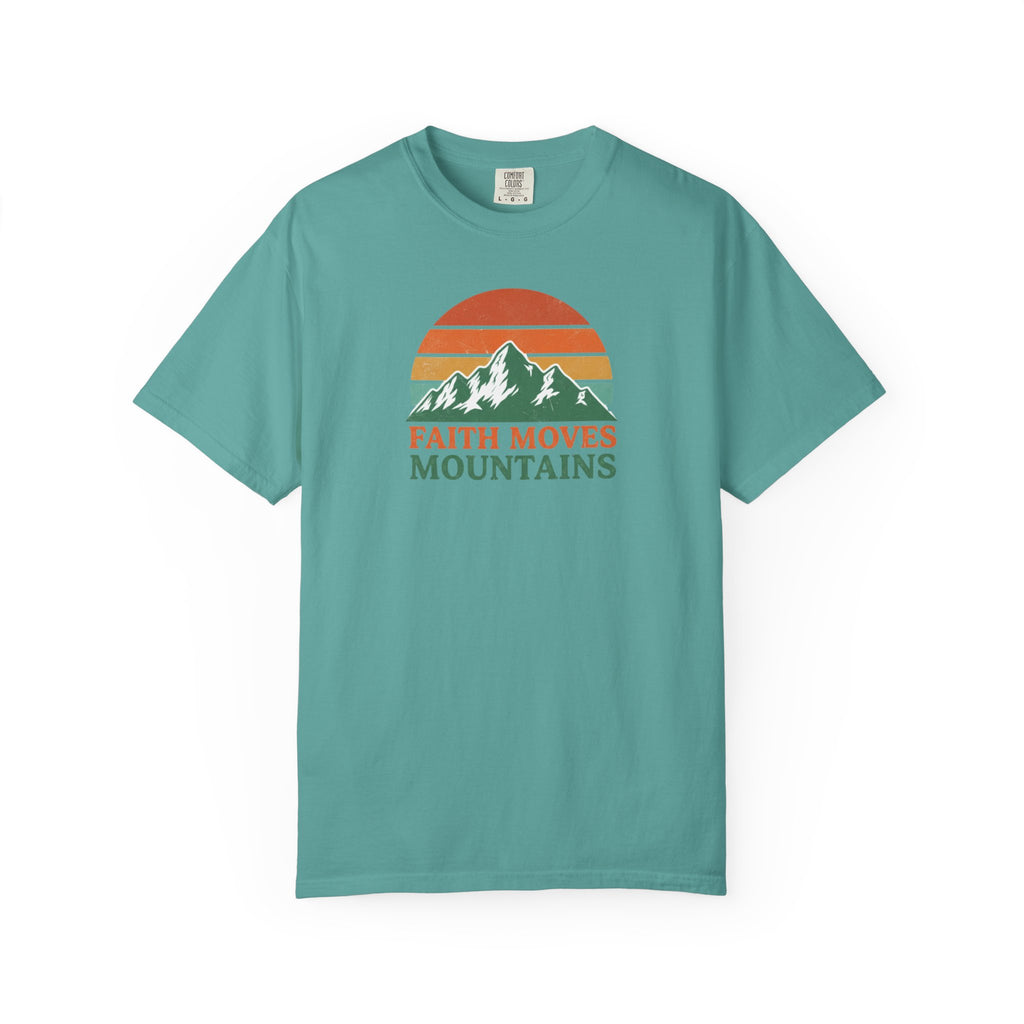 Faith Moves Mountains T-Shirt — Retro Mountain Graphic Christian Tee