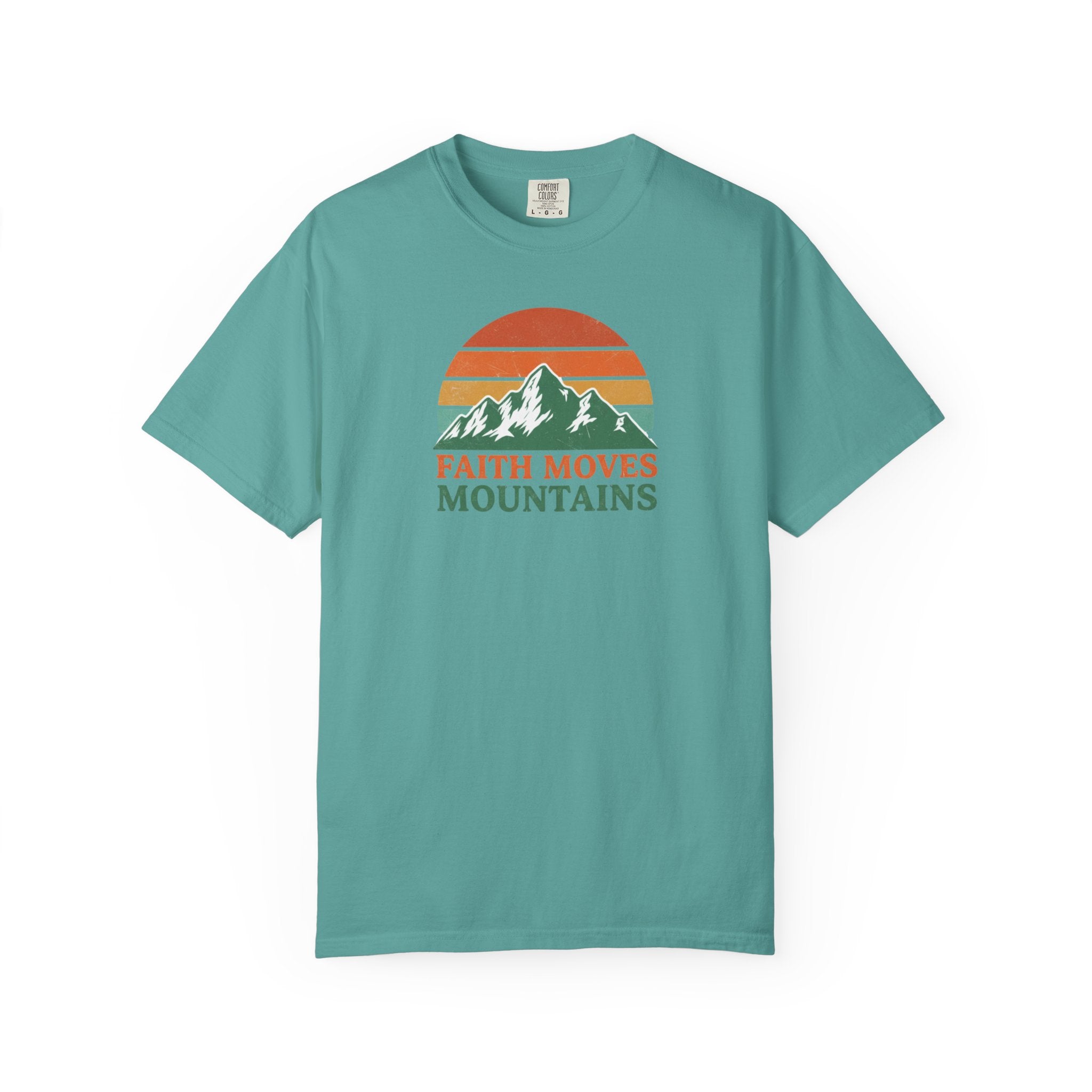 Faith Moves Mountains T-Shirt — Retro Mountain Graphic Christian Tee