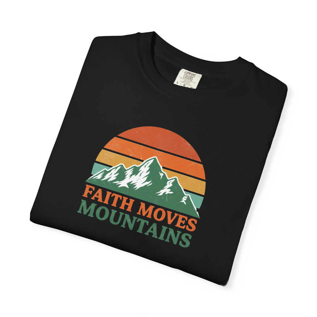 Faith Moves Mountains T-Shirt — Retro Mountain Graphic Christian Tee
