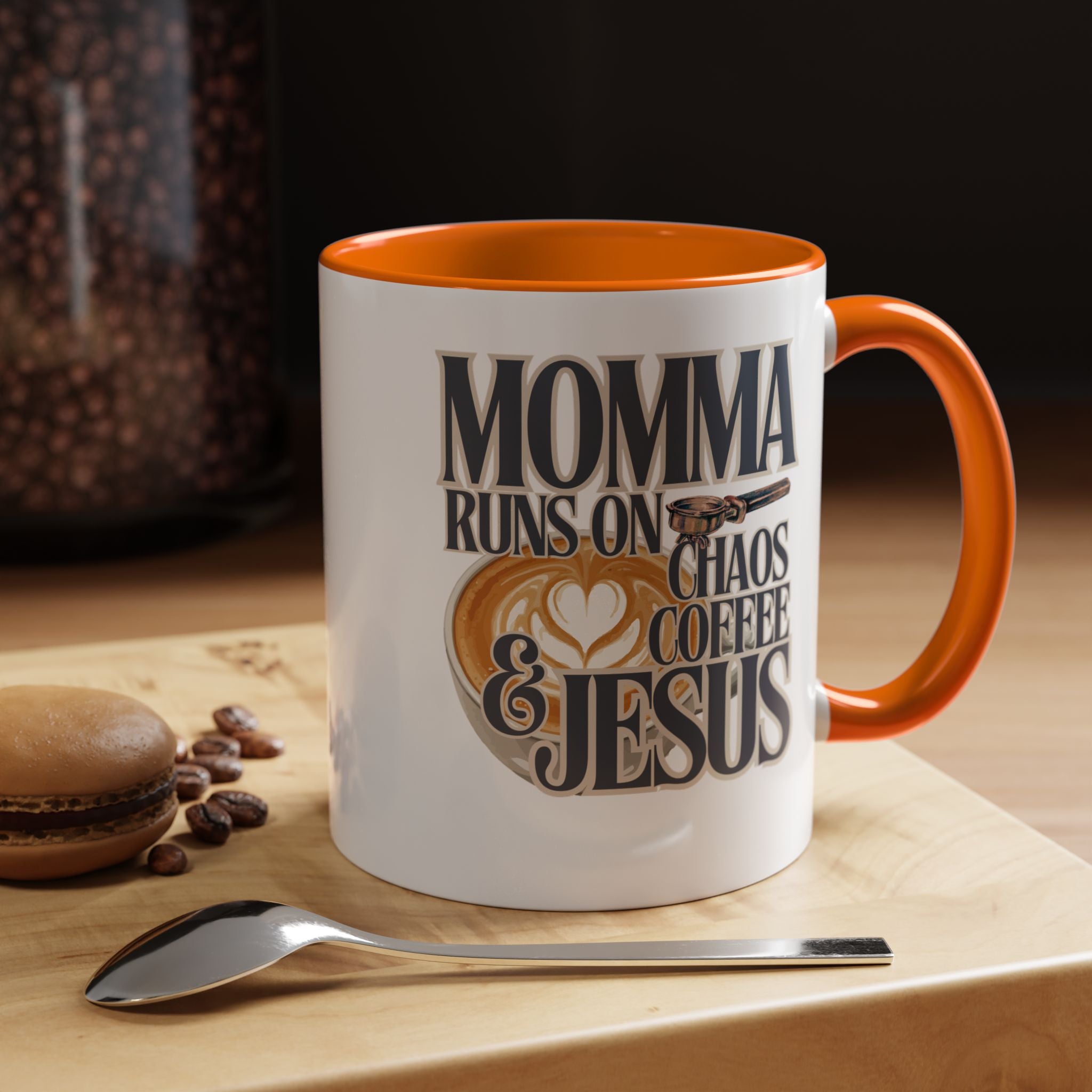 Momma Runs on Coffee Chaos & Jesus Mug