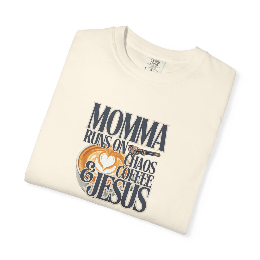 Momma Runs on Coffee Chaos & Jesus 2.0 T-Shirt