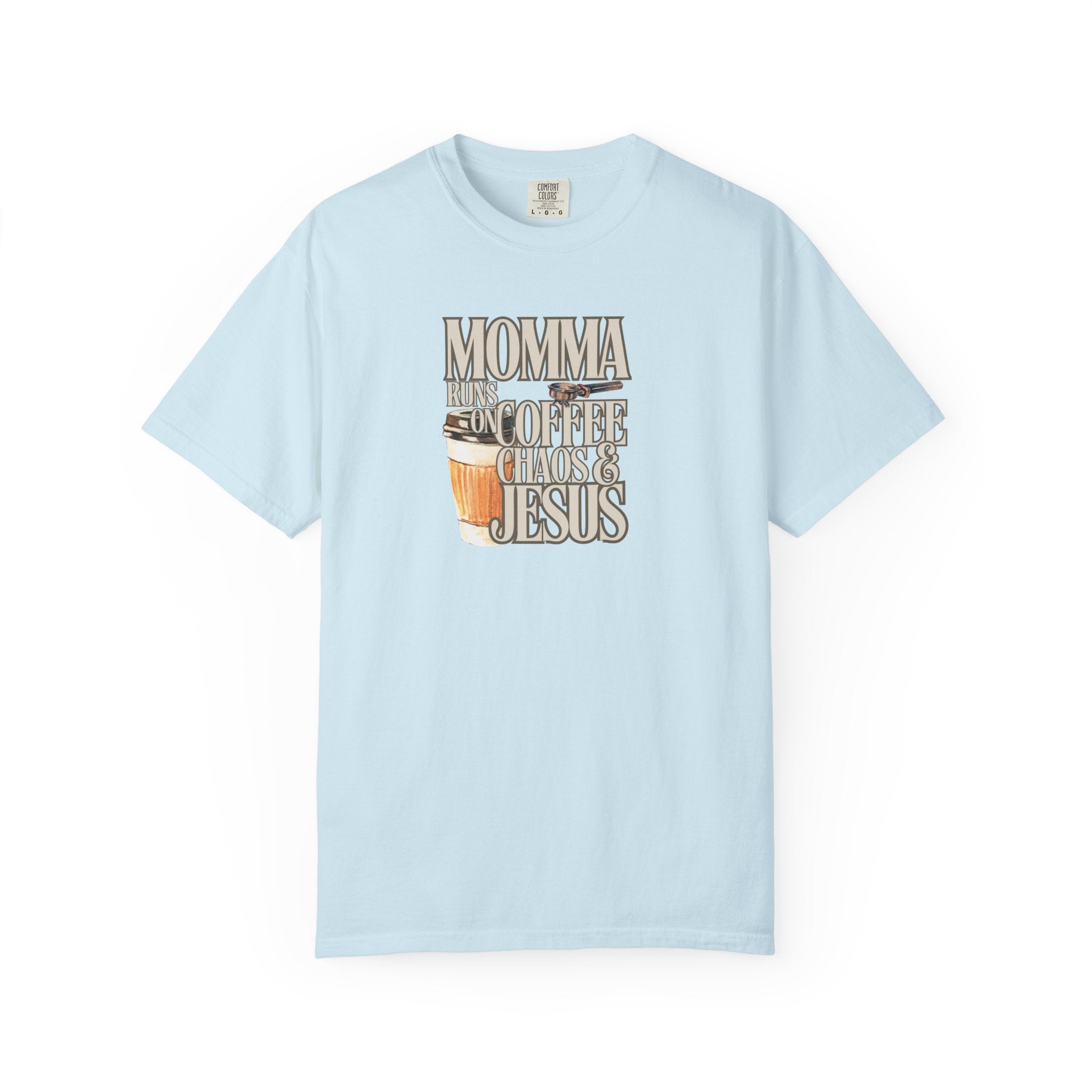 Momma Runs on Coffee Chaos & Jesus T-Shirt