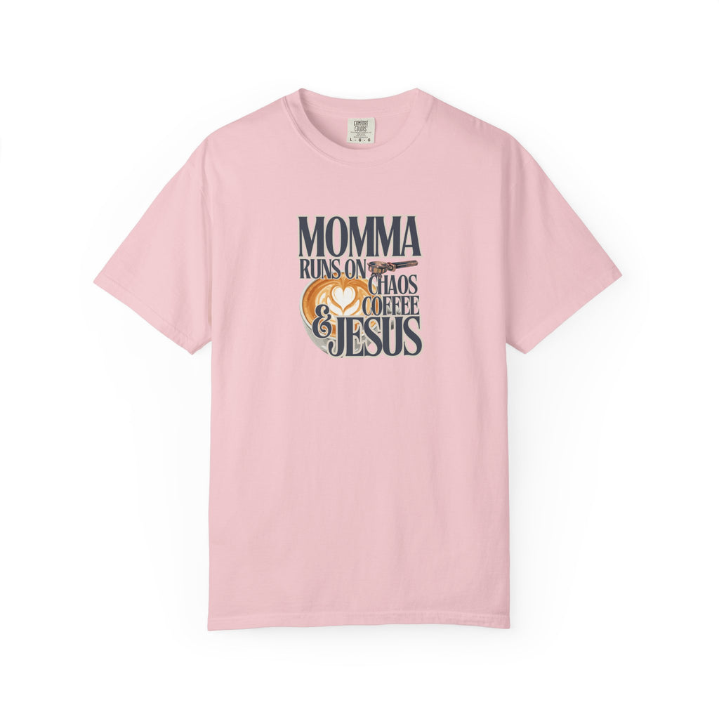 Momma Runs on Coffee Chaos & Jesus 2.0 T-Shirt