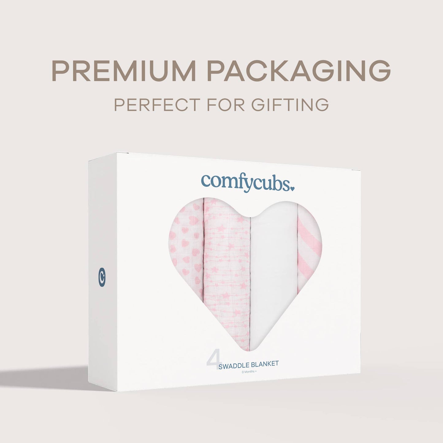 Muslin Swaddle Blankets, Pack of 4, 47" x 47" by Comfy Cubs: Pink