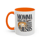 Momma Runs on Coffee Chaos & Jesus Mug