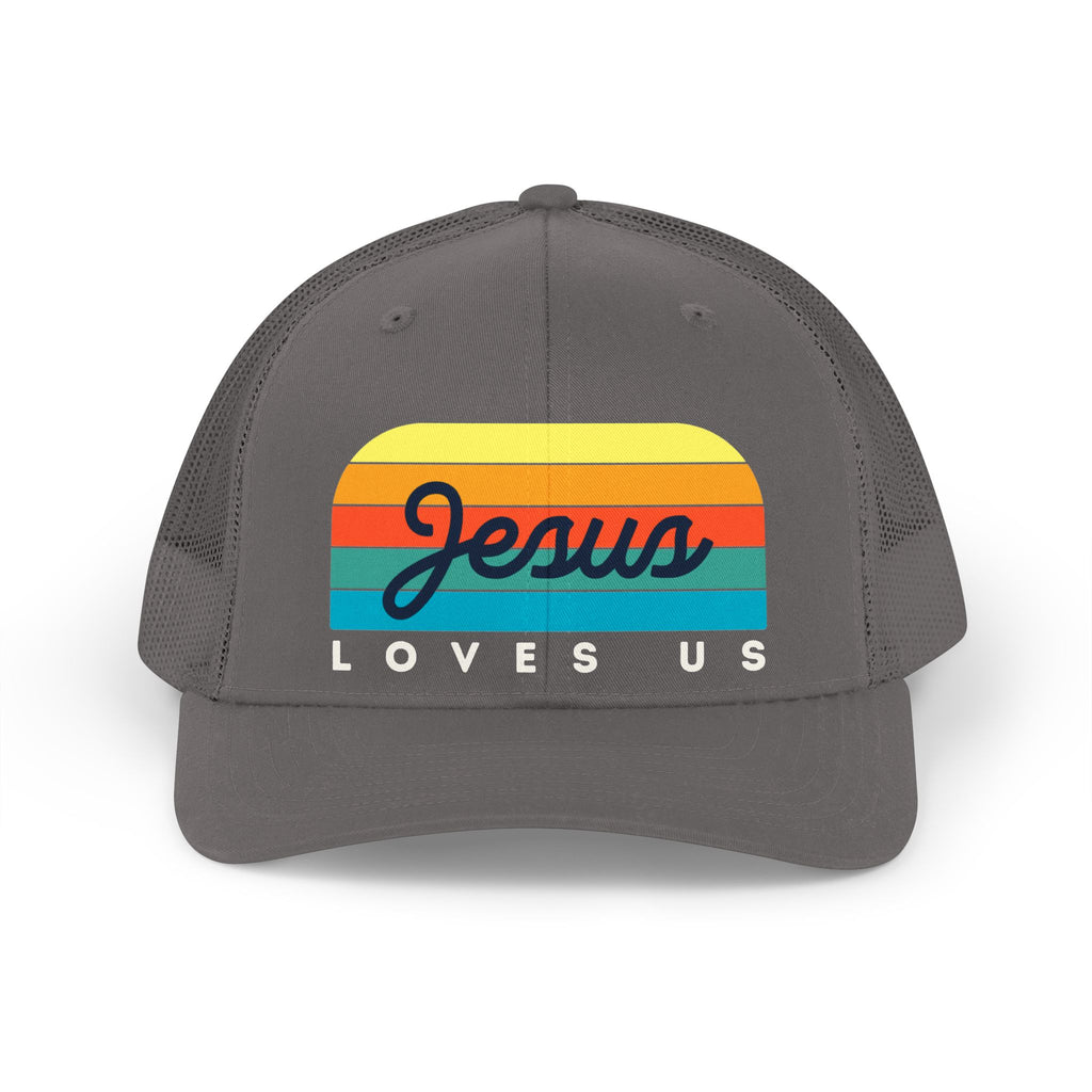 Jesus Loves Us Retro Trucker Hat
