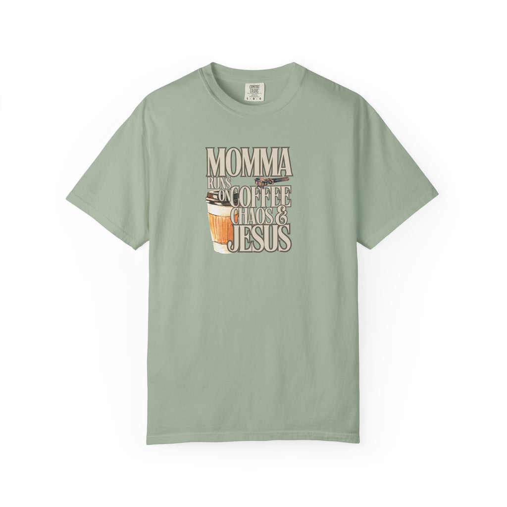 Momma Runs on Coffee Chaos & Jesus T-Shirt