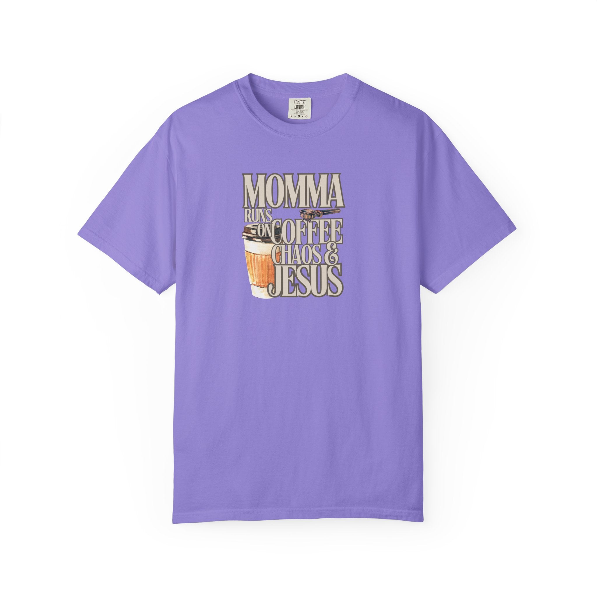 Momma Runs on Coffee Chaos & Jesus T-Shirt