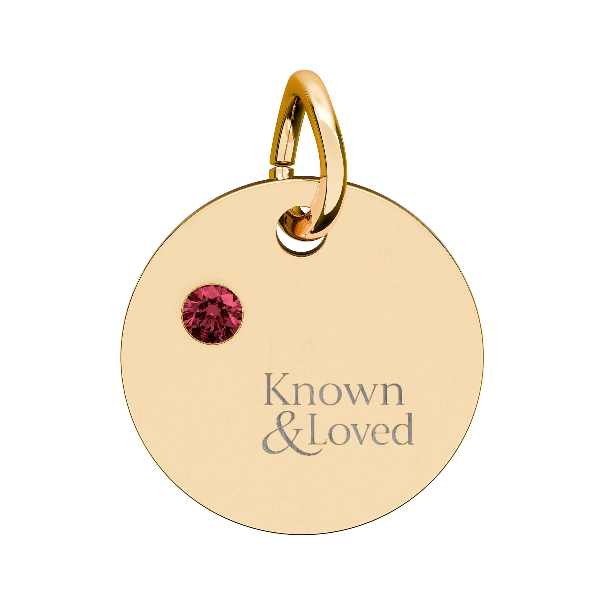 Engravable Birthstone Circle Charm — Personalized Sterling Pendant