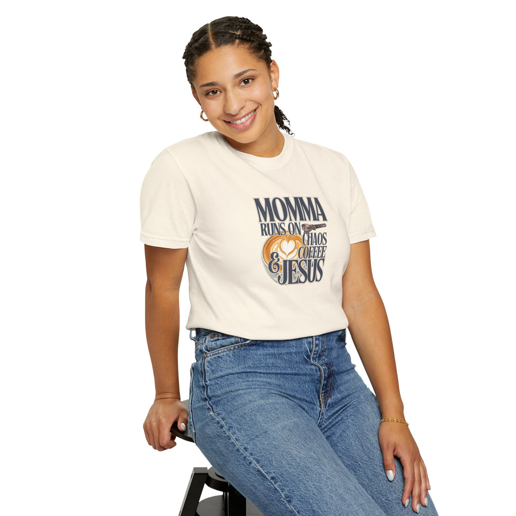 Momma Runs on Coffee Chaos & Jesus 2.0 T-Shirt
