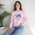Mama Bear Sweatshirt — Patchwork Blue Bear Crewneck (Est. 2019)