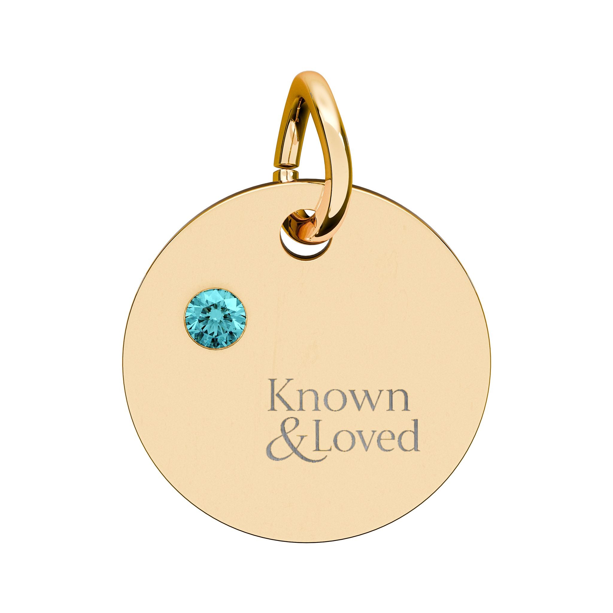 Engravable Birthstone Circle Charm — Personalized Sterling Pendant