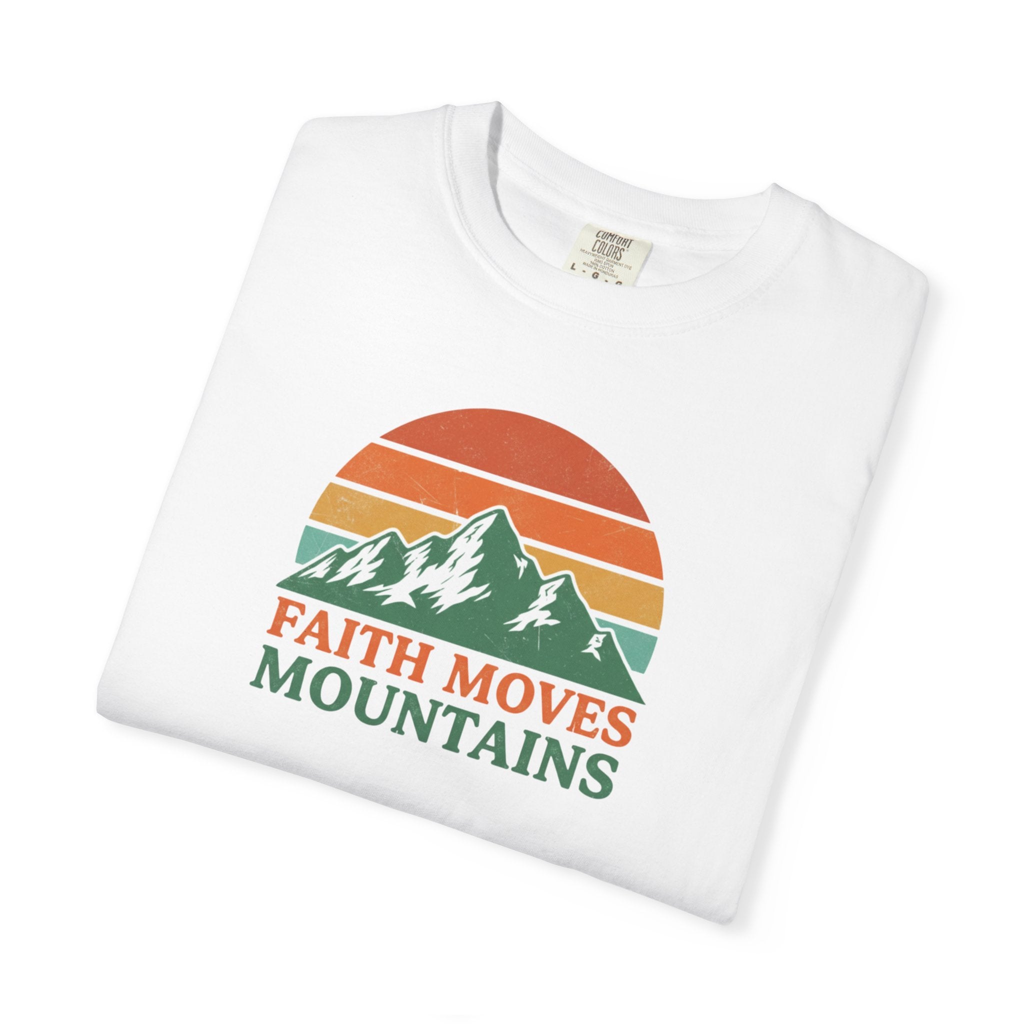 Faith Moves Mountains T-Shirt — Retro Mountain Graphic Christian Tee