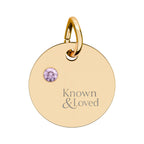 Engravable Birthstone Circle Charm — Personalized Sterling Pendant
