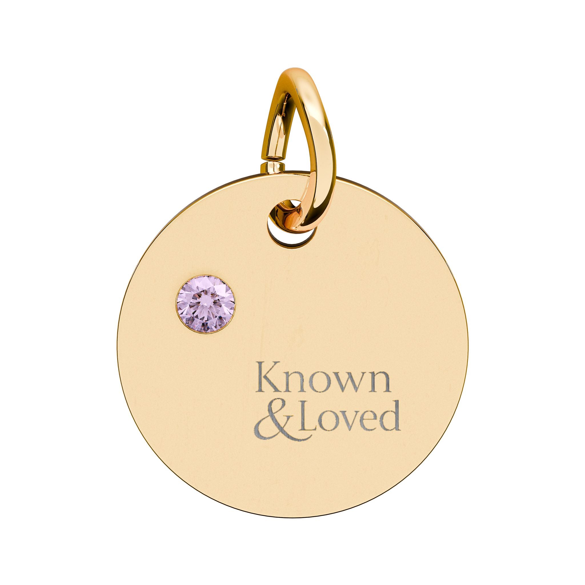 Engravable Birthstone Circle Charm — Personalized Sterling Pendant