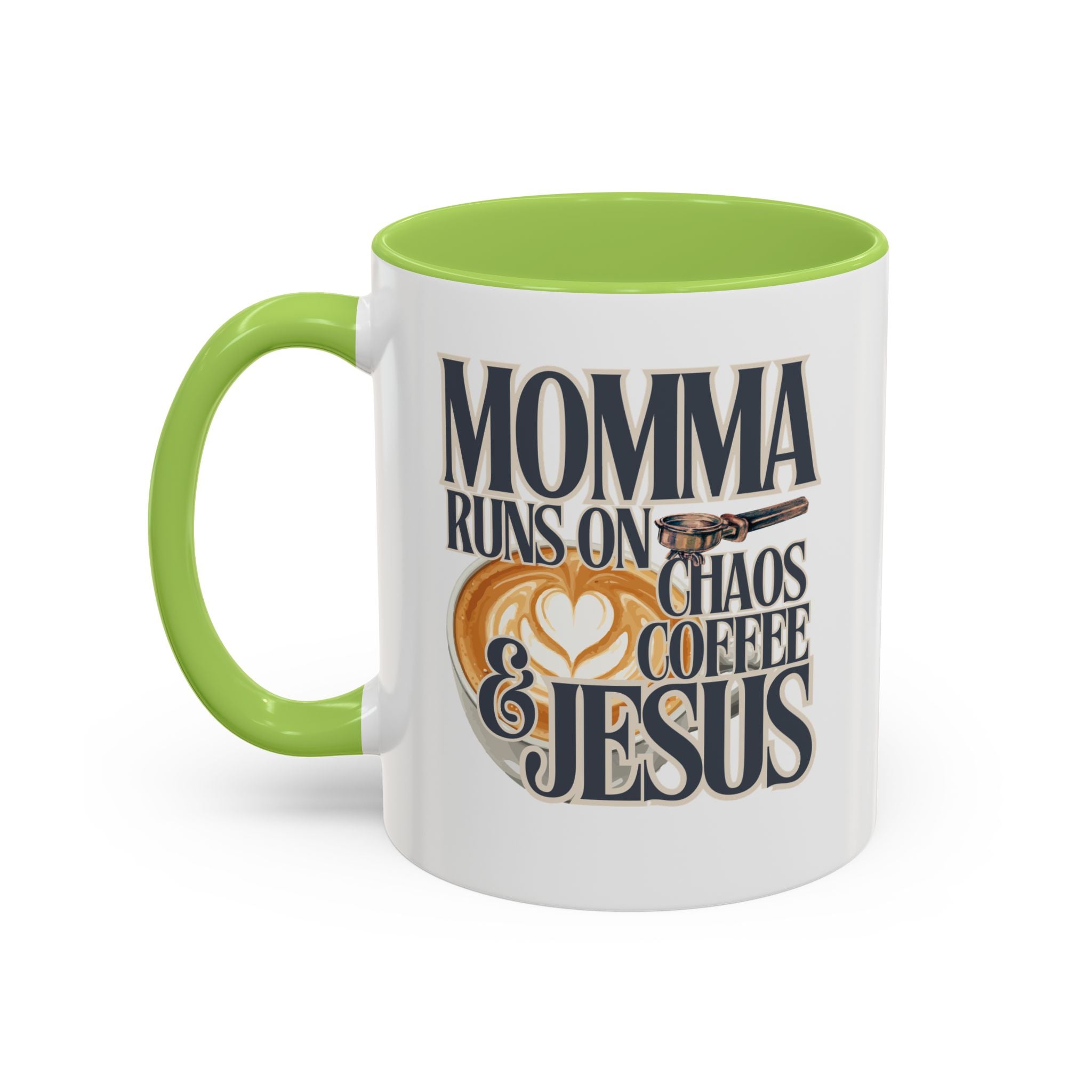 Momma Runs on Coffee Chaos & Jesus Mug