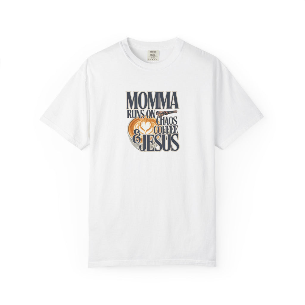 Momma Runs on Coffee Chaos & Jesus 2.0 T-Shirt
