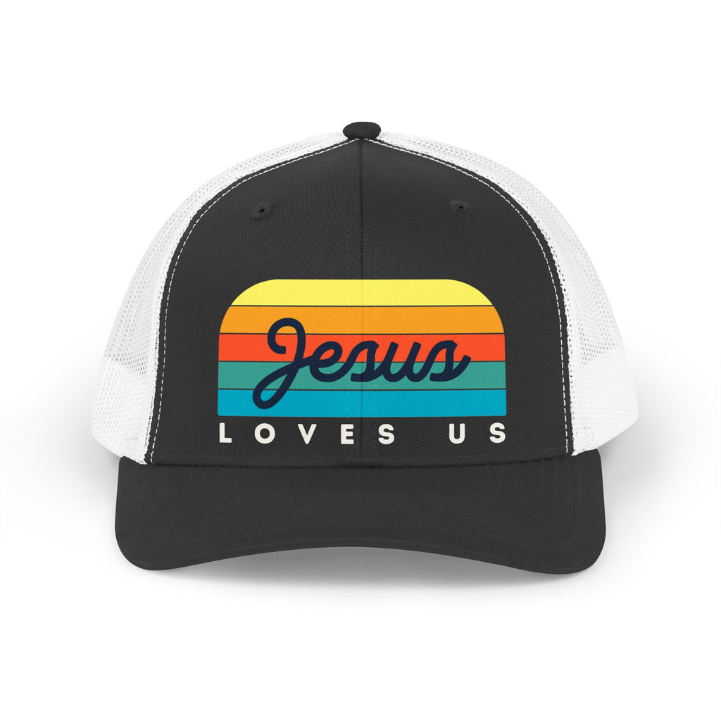 Jesus Loves Us Retro Trucker Hat