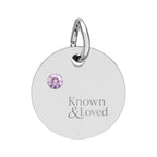 Engravable Birthstone Circle Charm — Personalized Sterling Pendant