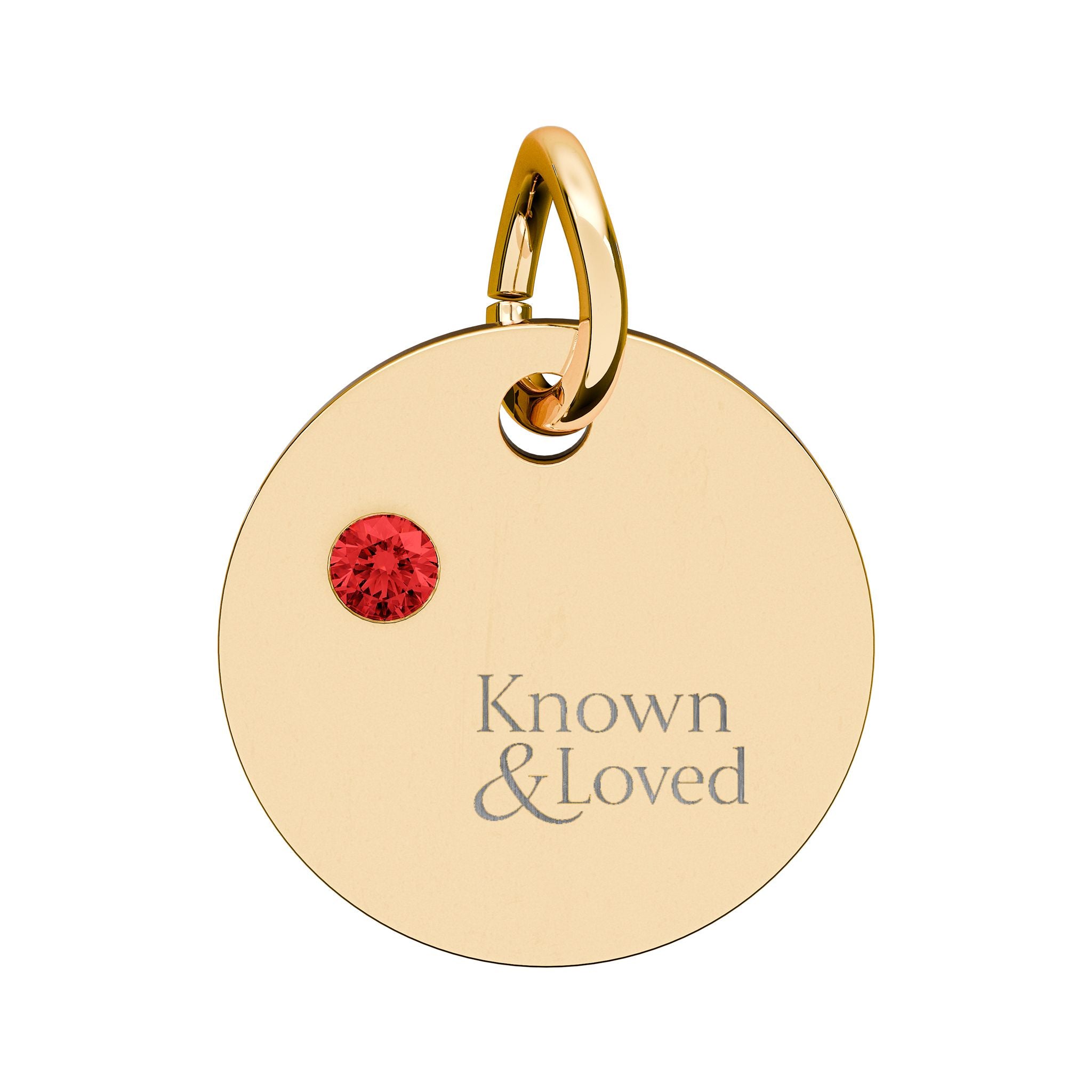 Engravable Birthstone Circle Charm — Personalized Sterling Pendant