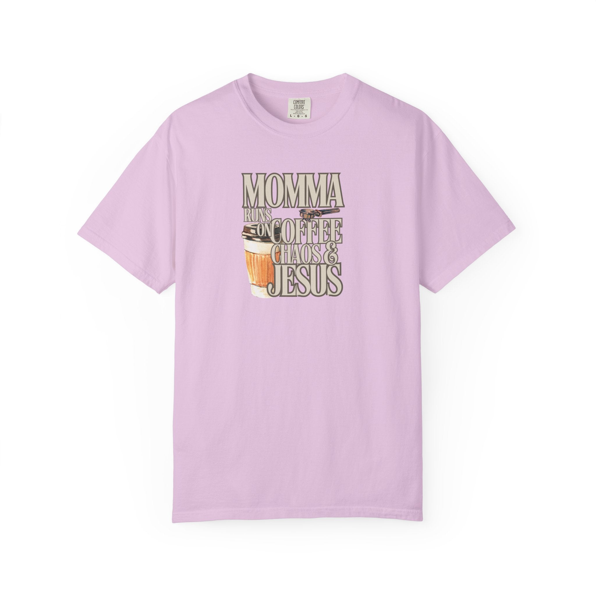 Momma Runs on Coffee Chaos & Jesus T-Shirt
