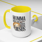 Momma Runs on Coffee Chaos & Jesus Mug