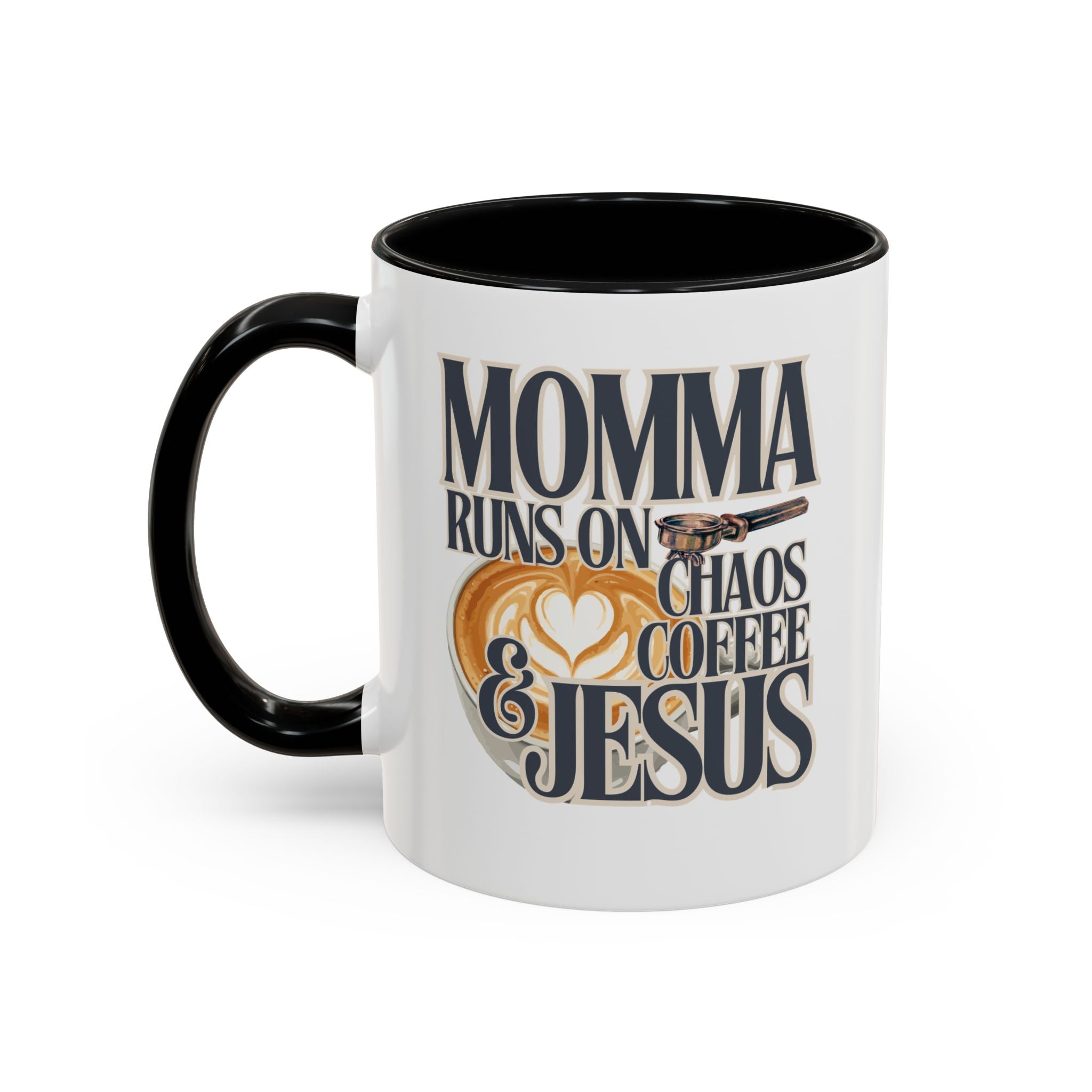 Momma Runs on Coffee Chaos & Jesus Mug