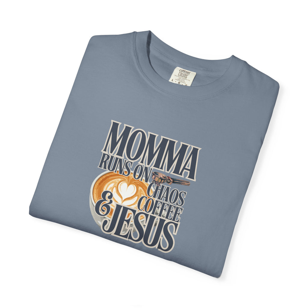 Momma Runs on Coffee Chaos & Jesus 2.0 T-Shirt