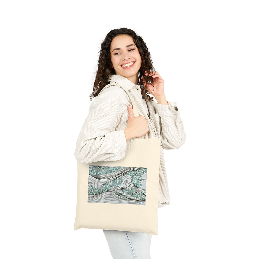 Micah 7:19 Ocean wave Line Art - Canvas Tote