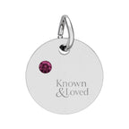 Engravable Birthstone Circle Charm — Personalized Sterling Pendant