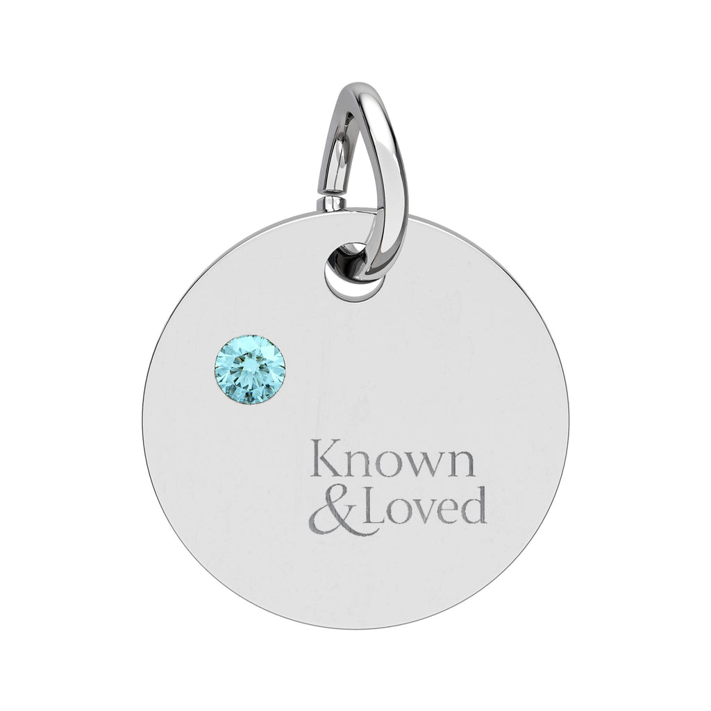 Engravable Birthstone Circle Charm — Personalized Sterling Pendant