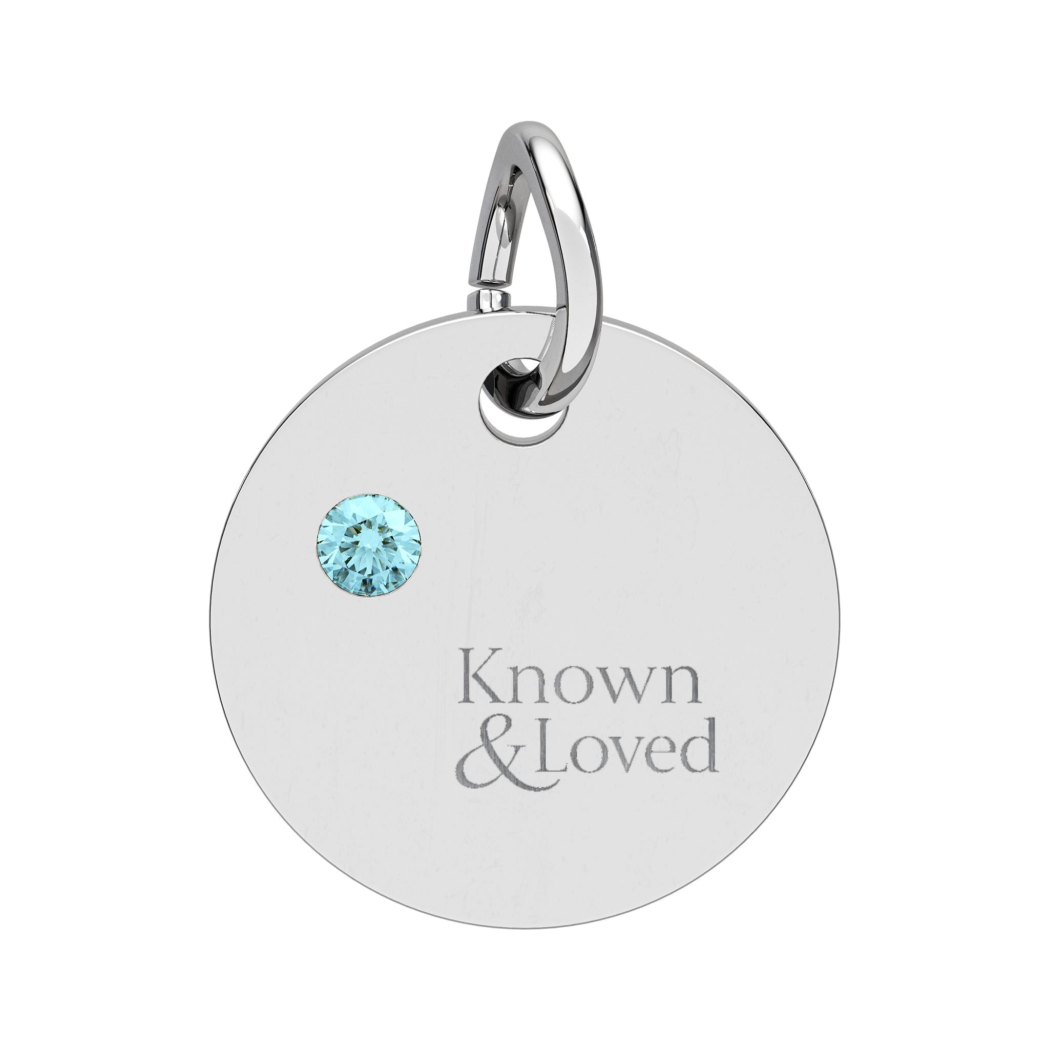 Engravable Birthstone Circle Charm — Personalized Sterling Pendant