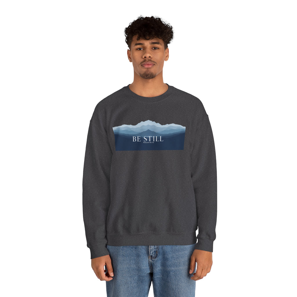 Be Still Mountain Sweatshirt — Calm Nature Crewneck