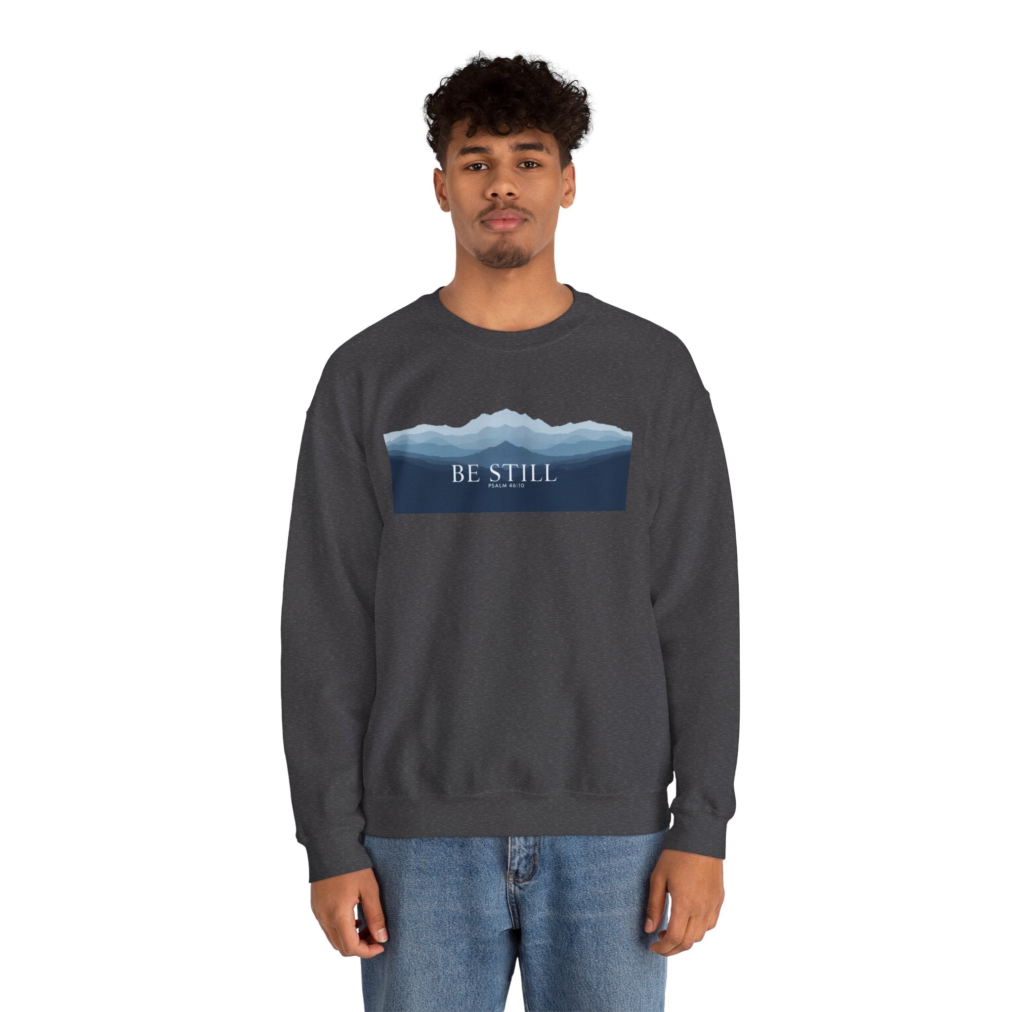 Be Still Mountain Sweatshirt — Calm Nature Crewneck