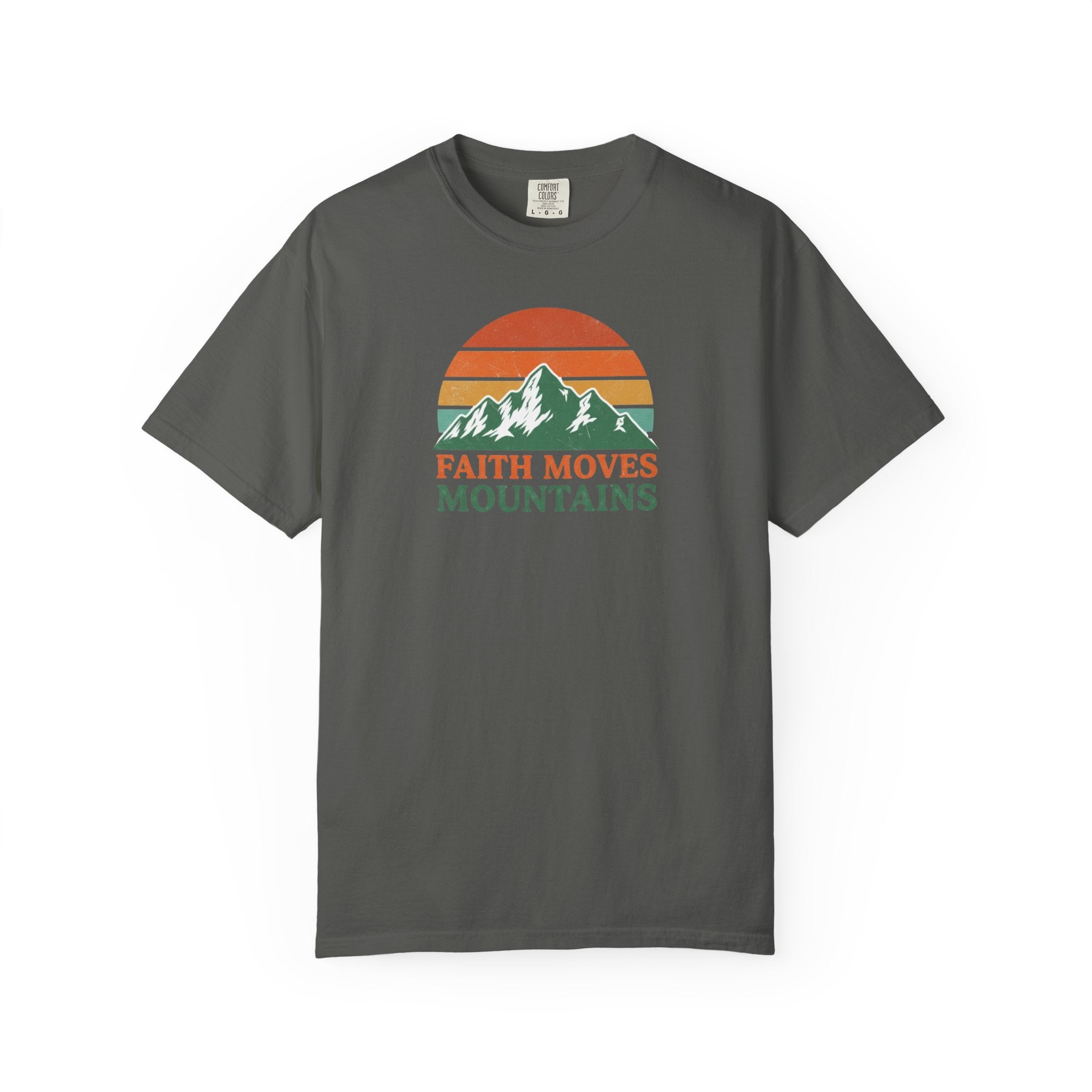 Faith Moves Mountains T-Shirt — Retro Mountain Graphic Christian Tee