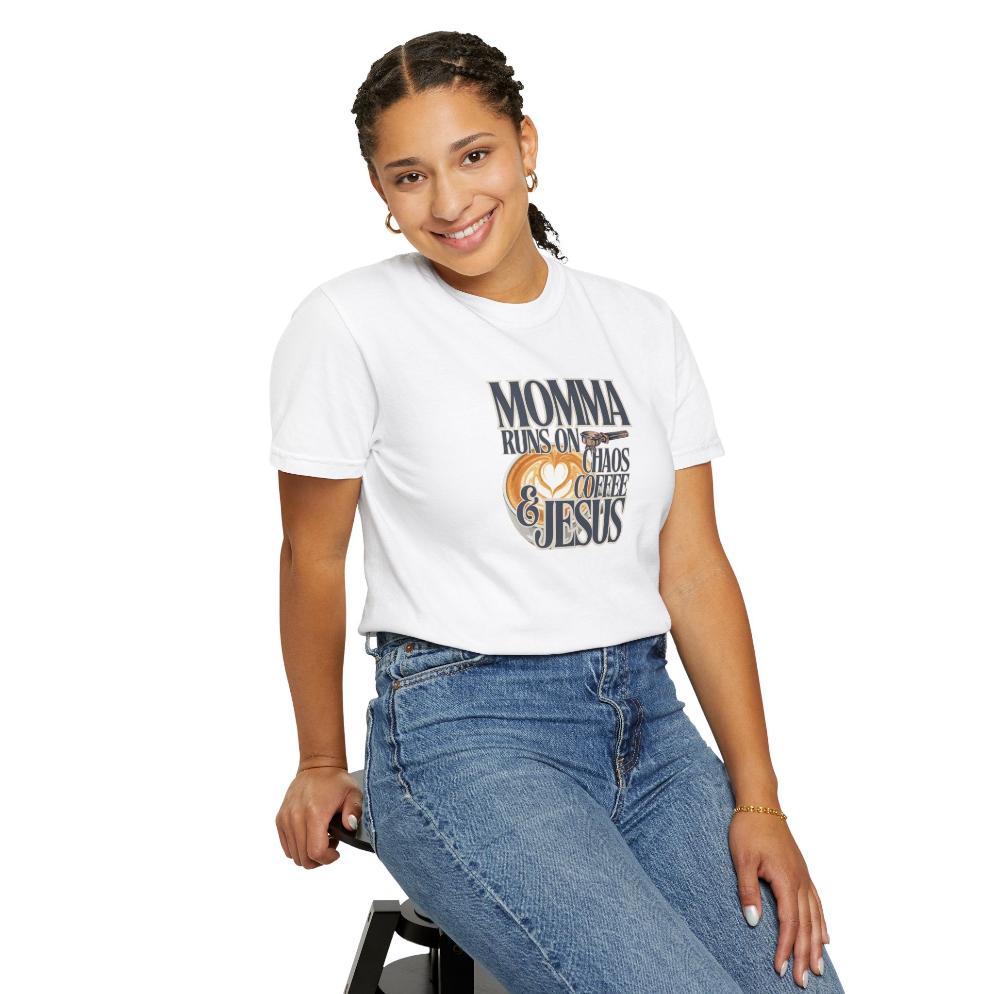 Momma Runs on Coffee Chaos & Jesus 2.0 T-Shirt