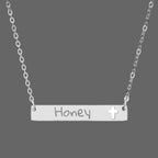 Engraved Cutout Cross Bar Necklace — Personalized Name Bar Pendant