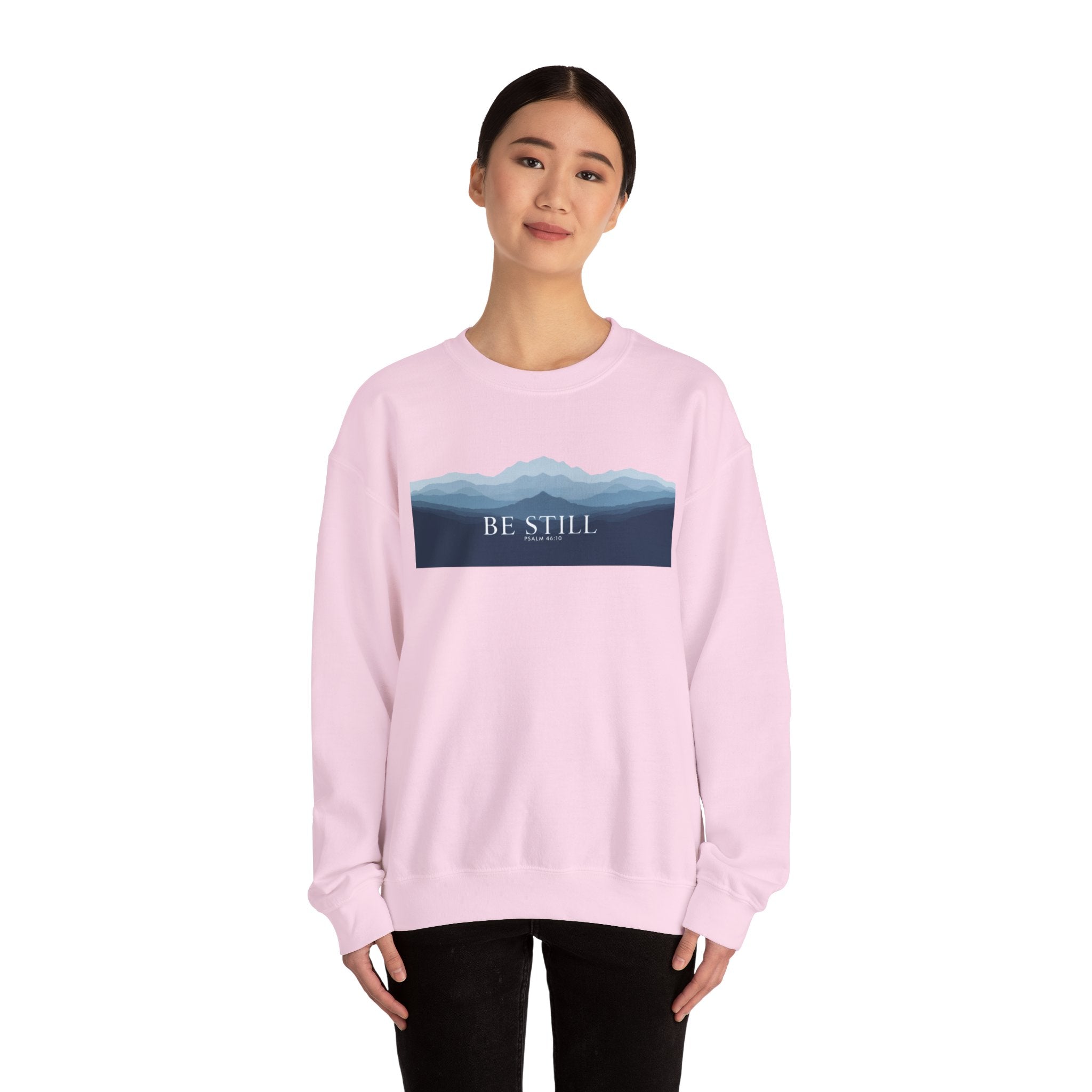 Be Still Mountain Sweatshirt — Calm Nature Crewneck